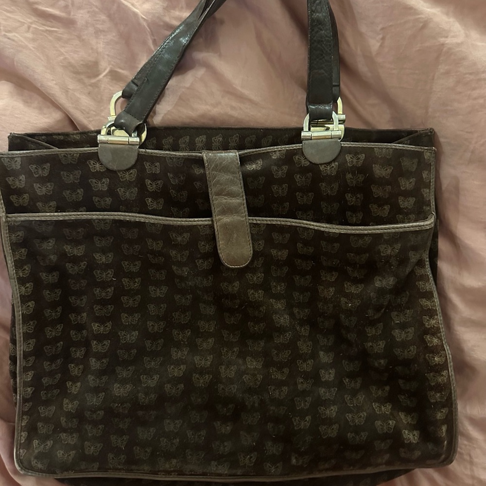 Vintage Bottega Butterfly Pattern Tote Bag